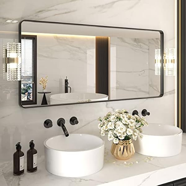 Black Frame Bathroom Mirror 60"x 28"