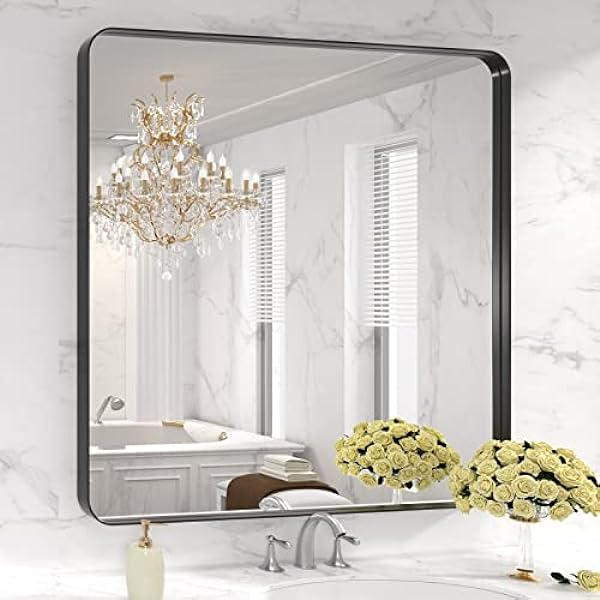 Black Frame Bathroom Mirror 36"x 36"