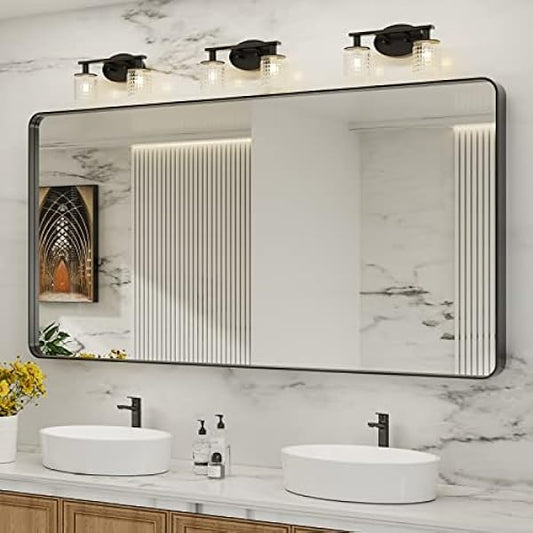 Black Frame Bathroom Mirror 72"x 36"