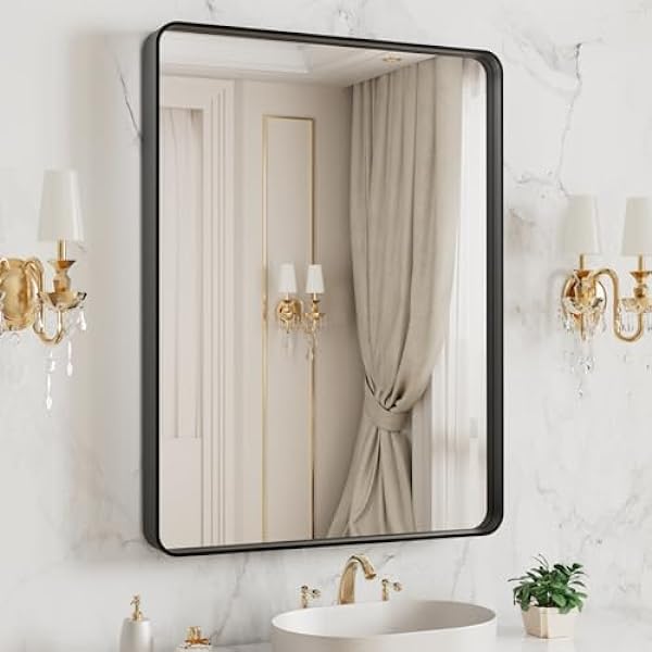 Black Frame Bathroom Mirror 20"x 16"