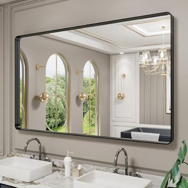 Black Frame Bathroom Mirror 60"x 30"