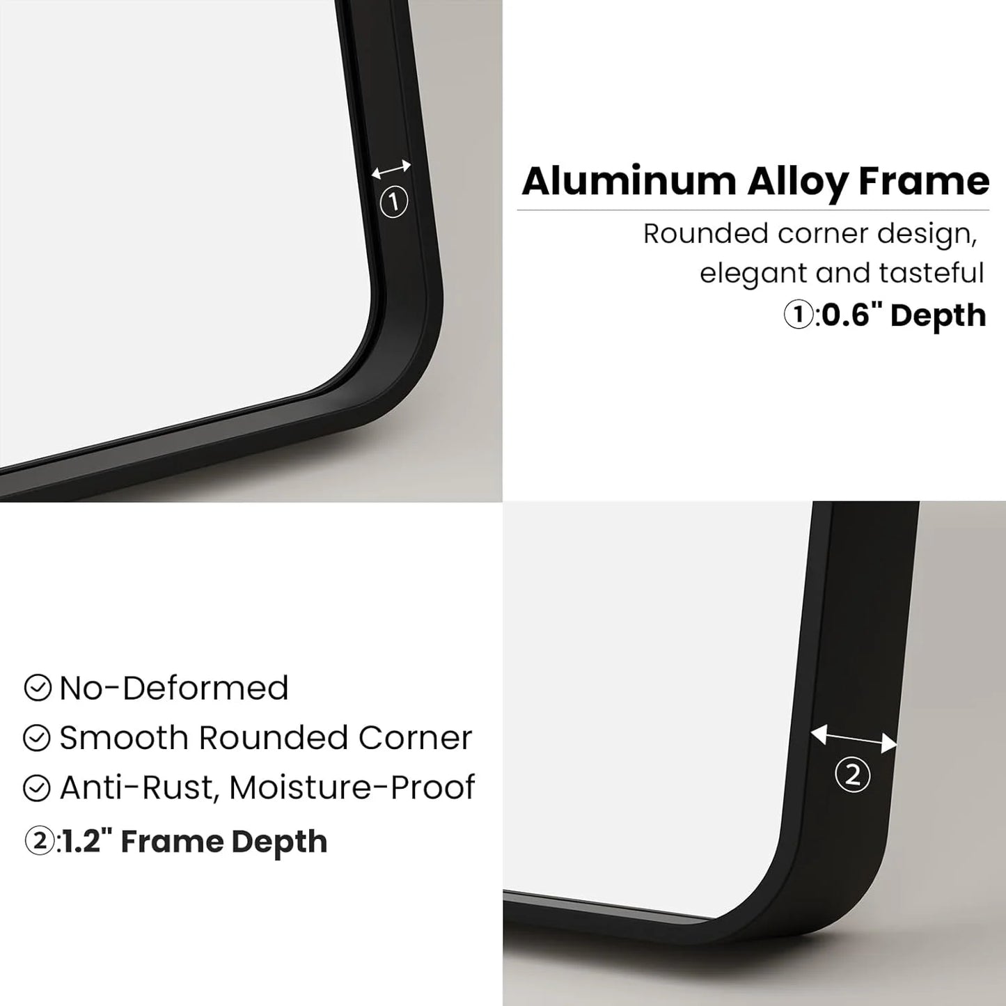 Black Bathroom Mirror for Wall, 20X30 Inch Matte Black Mirror, Rectangular Black Metal Framed Vanity Mirror with Tempered Glass