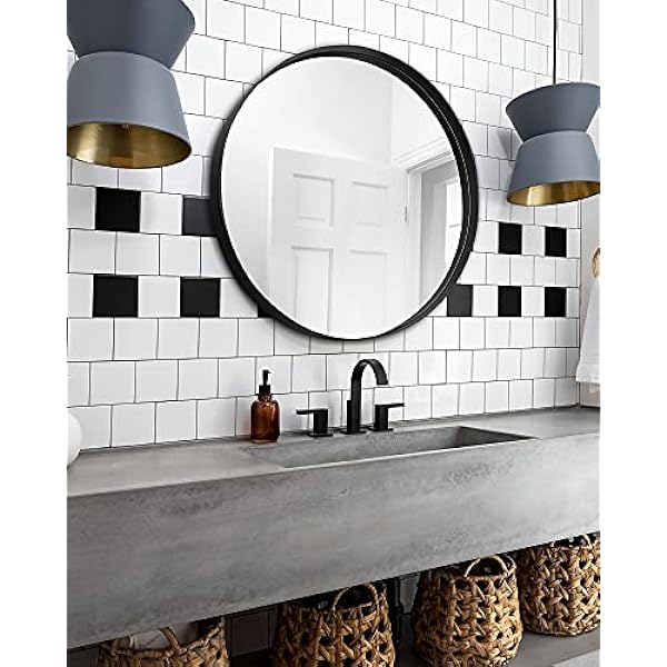 Black Frame Bathroom Mirror round 30"