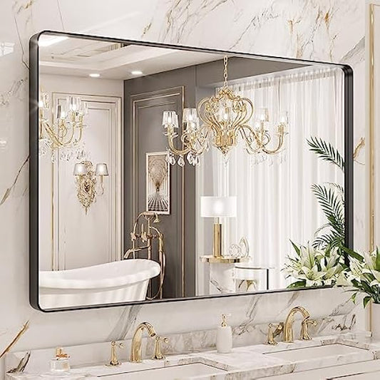 Black Frame Bathroom Mirror 55"x 36"