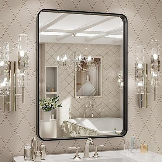 Black Frame Bathroom Mirror 24"x 32"