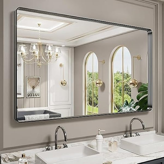 Black Frame Bathroom Mirror 60"x 36"