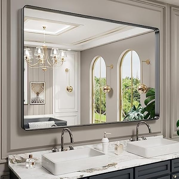 Black Frame Bathroom Mirror 60"x 40"