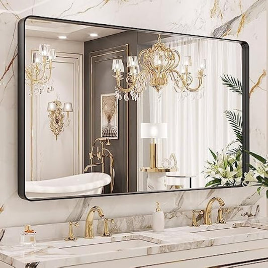 Black Frame Bathroom Mirror 50"x 30"