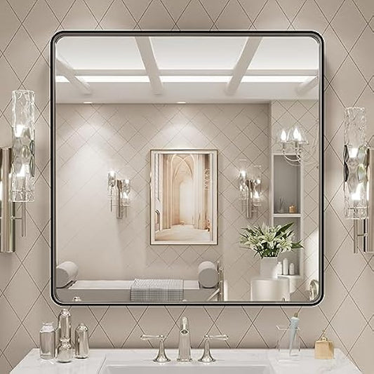 Black Frame Bathroom Mirror 30"x 30"