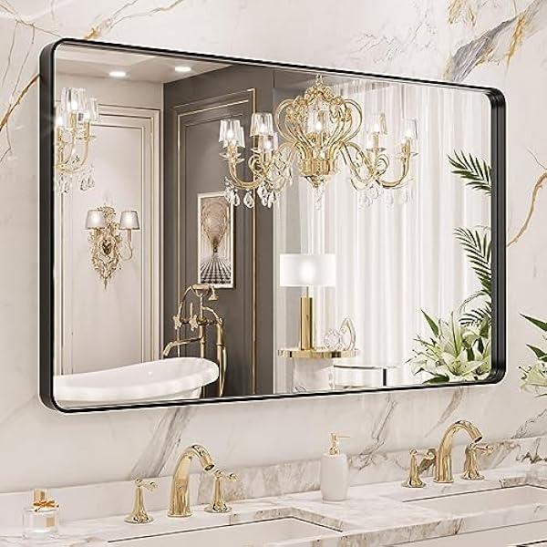 Black Frame Bathroom Mirror 40"x 36"