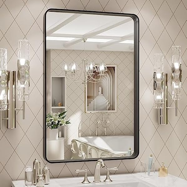 Black Frame Bathroom Mirror 20"x 28"