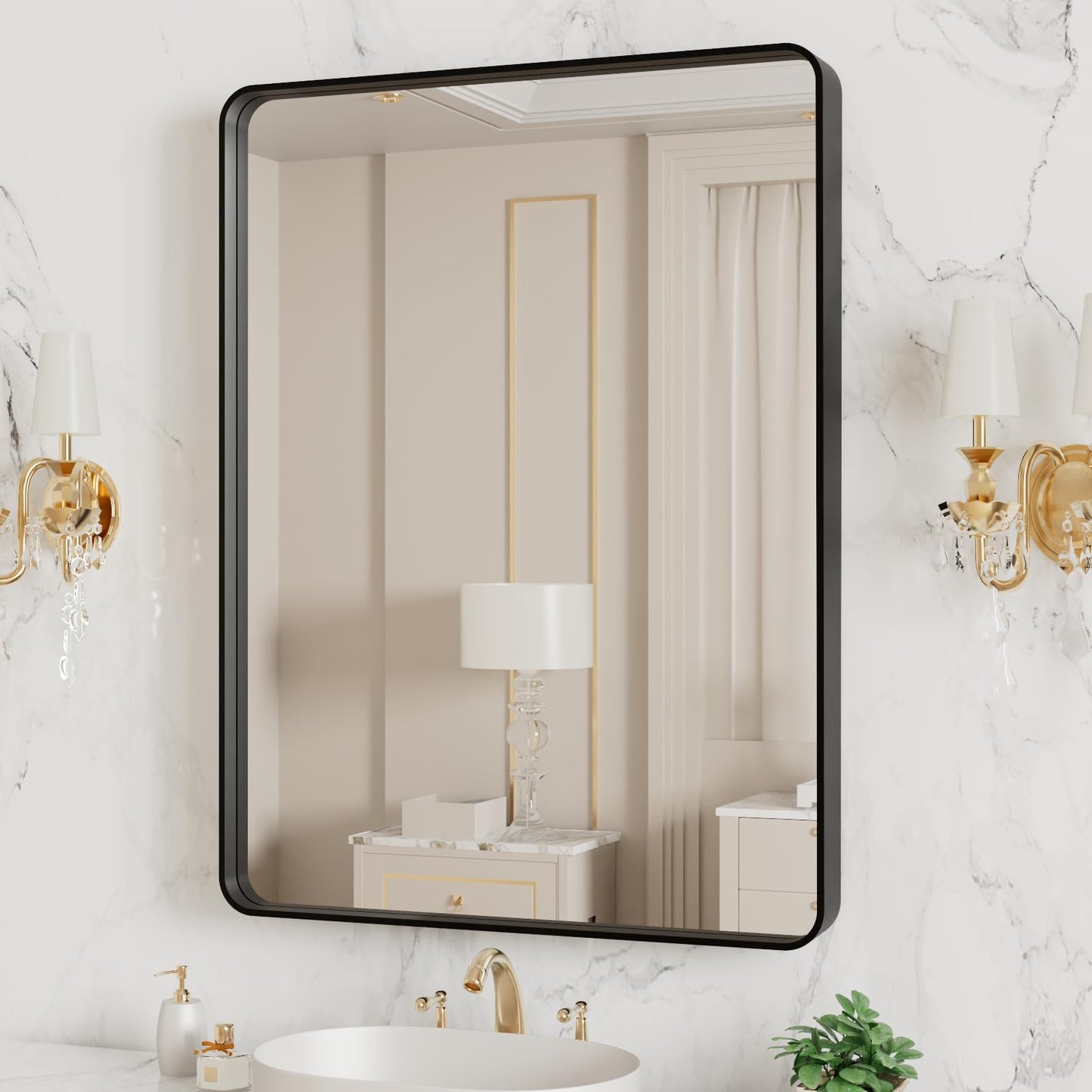 Black Frame Bathroom Mirror 20"x 16"